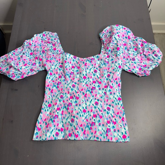 Lilly Pulitzer Bitsy Blouse Top Hottie Dottie Preppy Resortwear Vacation - Picture 3 of 8